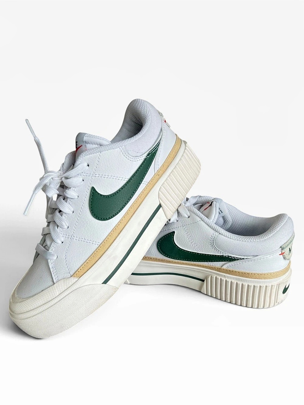 Nike Womens Court Legacy Lift Size 6.5 White Fir Leather Platform Sneakers Retro